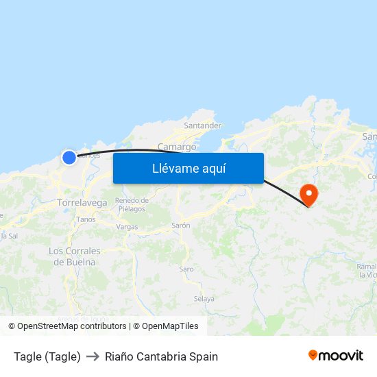 Tagle (Tagle) to Riaño Cantabria Spain map