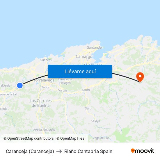 Caranceja (Caranceja) to Riaño Cantabria Spain map