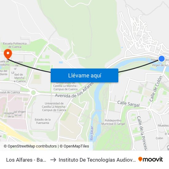 Los Alfares - Barrio San Antón to Instituto De Tecnologías Audiovisuales De Cuenca - Itav map