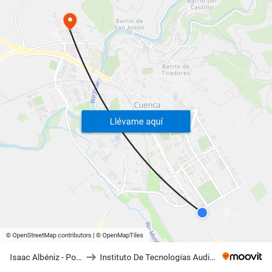 Isaac Albéniz - Polígono Industrial to Instituto De Tecnologías Audiovisuales De Cuenca - Itav map