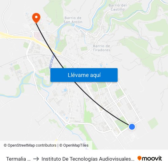 Termalia (365) to Instituto De Tecnologías Audiovisuales De Cuenca - Itav map