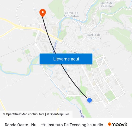 Ronda Oeste - Nuevos Juzgados to Instituto De Tecnologías Audiovisuales De Cuenca - Itav map