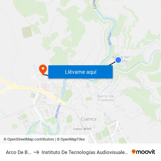 Arco De Bezudo to Instituto De Tecnologías Audiovisuales De Cuenca - Itav map