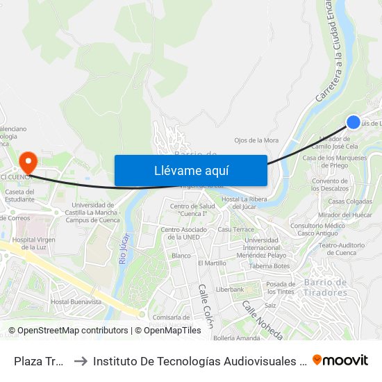 Plaza Trabuco to Instituto De Tecnologías Audiovisuales De Cuenca - Itav map