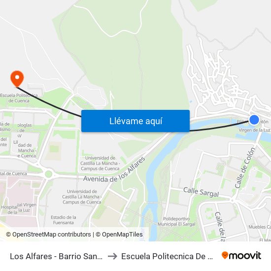 Los Alfares - Barrio San Antón to Escuela Politecnica De Cuenca map