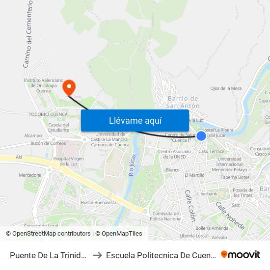 Puente De La Trinidad to Escuela Politecnica De Cuenca map