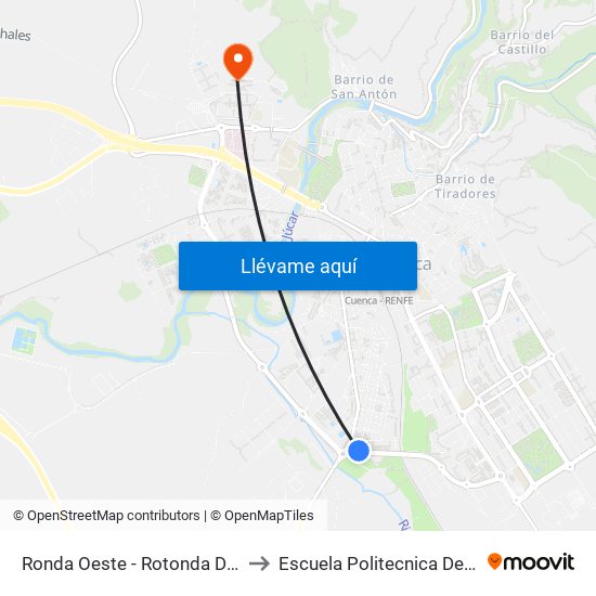 Ronda Oeste - Rotonda Del Arado to Escuela Politecnica De Cuenca map