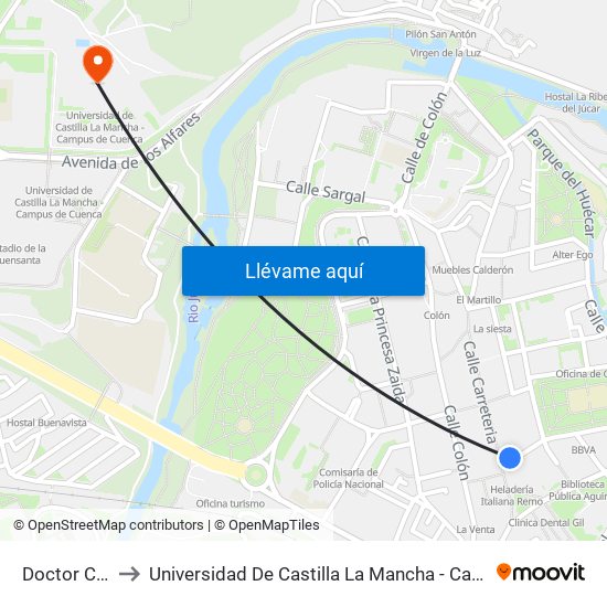 Doctor Chirino to Universidad De Castilla La Mancha - Campus De Cuenca map