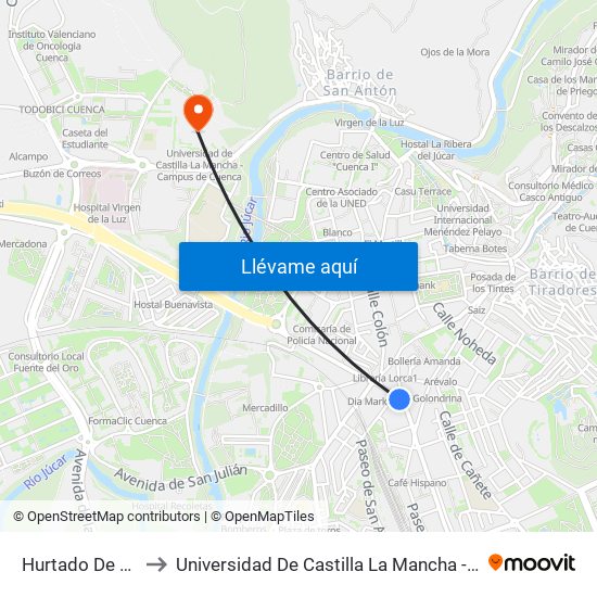 Hurtado De Mendoza to Universidad De Castilla La Mancha - Campus De Cuenca map