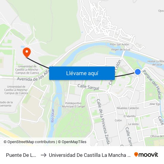 Puente De La Trinidad to Universidad De Castilla La Mancha - Campus De Cuenca map