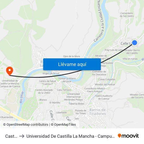 Castillo to Universidad De Castilla La Mancha - Campus De Cuenca map