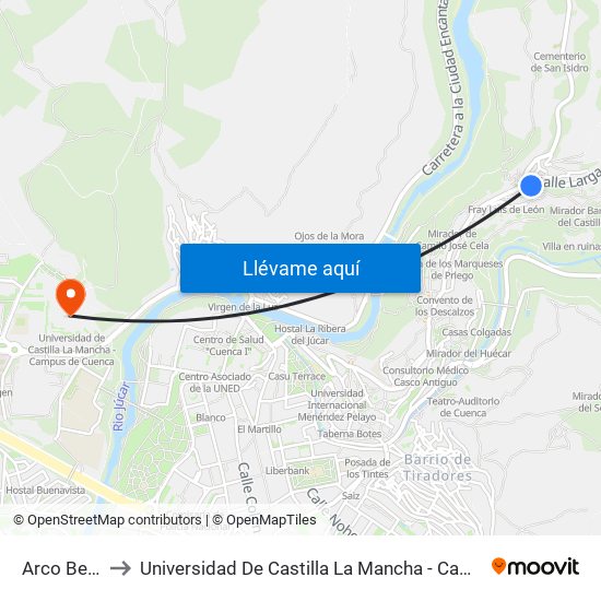 Arco Bezudo to Universidad De Castilla La Mancha - Campus De Cuenca map