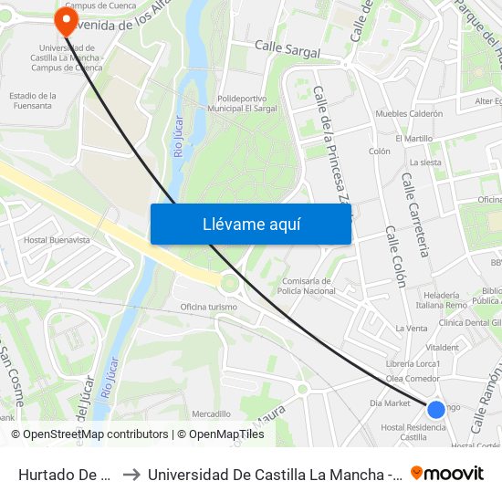 Hurtado De Mendoza to Universidad De Castilla La Mancha - Campus De Cuenca map