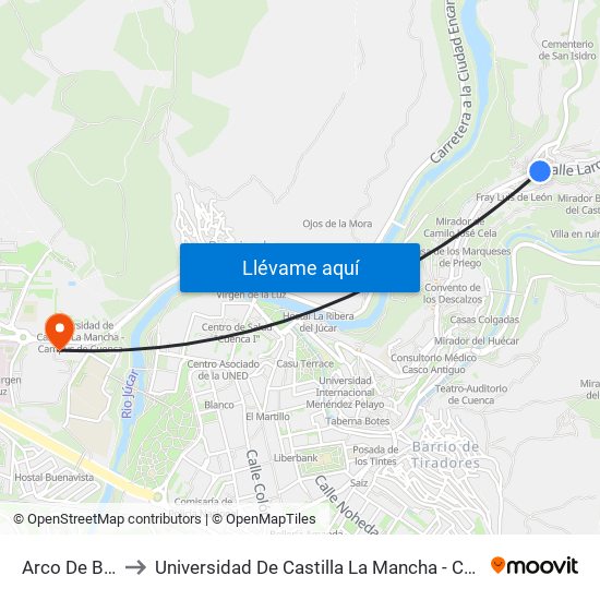 Arco De Bezudo to Universidad De Castilla La Mancha - Campus De Cuenca map