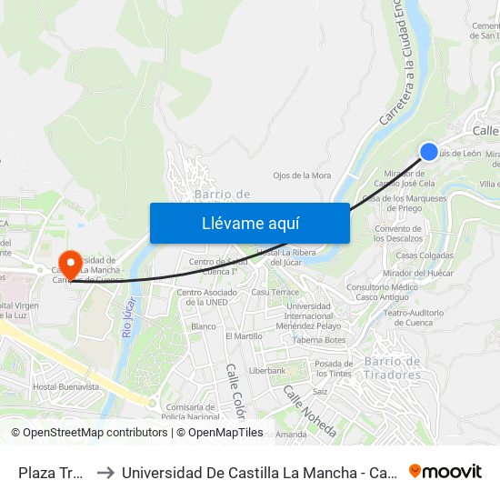 Plaza Trabuco to Universidad De Castilla La Mancha - Campus De Cuenca map