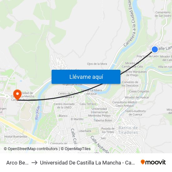 Arco Bezudo to Universidad De Castilla La Mancha - Campus De Cuenca map