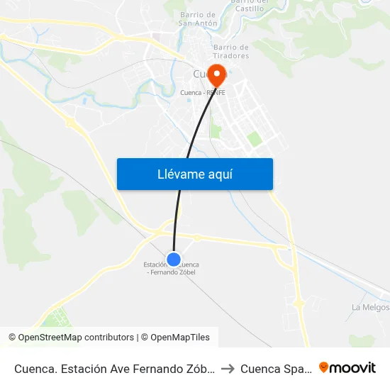 Cuenca. Estación Ave Fernando Zóbel to Cuenca Spain map