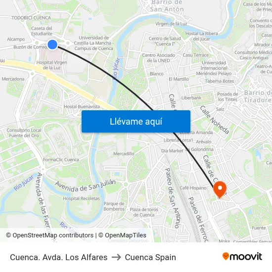 Cuenca. Avda. Los Alfares to Cuenca Spain map
