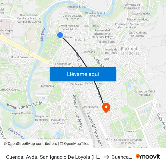 Cuenca. Avda. San Ignacio De Loyola (Hotel Torremangana) to Cuenca Spain map