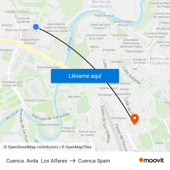 Cuenca. Avda. Los Alfares to Cuenca Spain map