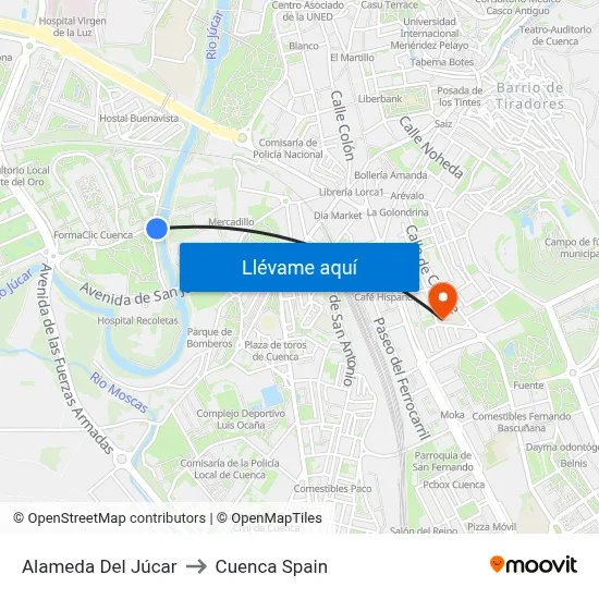 Alameda Del Júcar to Cuenca Spain map