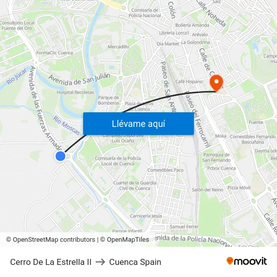 Cerro De La Estrella II to Cuenca Spain map