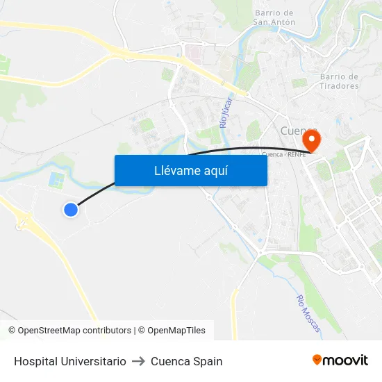 Hospital Universitario to Cuenca Spain map
