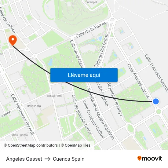 Ángeles Gasset to Cuenca Spain map