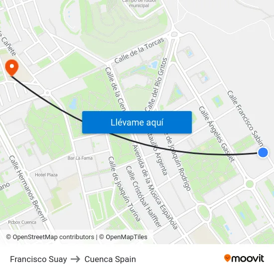 Francisco Suay to Cuenca Spain map