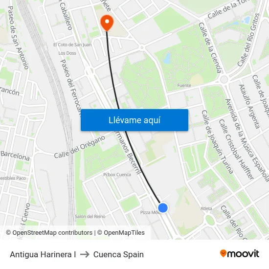 Antigua Harinera I to Cuenca Spain map