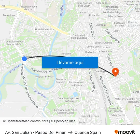 Av. San Julián - Paseo Del Pinar to Cuenca Spain map