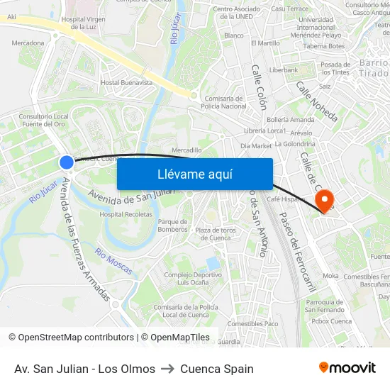 Av. San Julian - Los Olmos to Cuenca Spain map