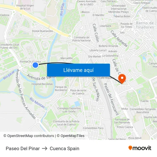 Paseo Del Pinar to Cuenca Spain map