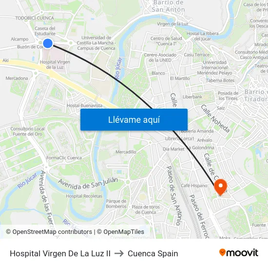 Hospital Virgen De La Luz II to Cuenca Spain map