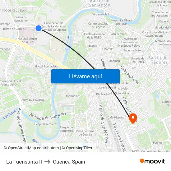 La Fuensanta II to Cuenca Spain map