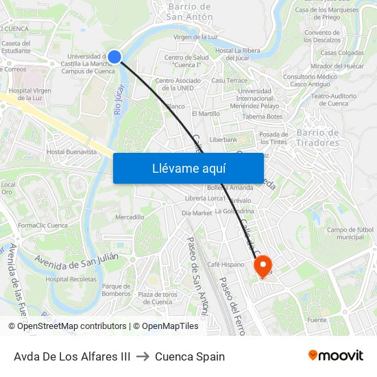 Avda De Los Alfares III to Cuenca Spain map