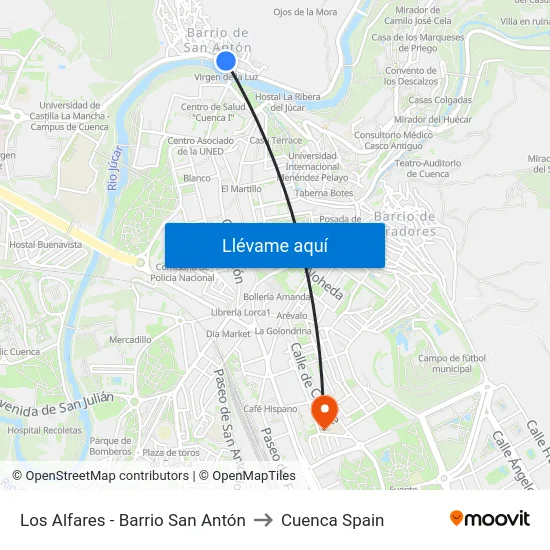 San Antón II to Cuenca Spain map