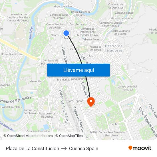 Plaza De La Constitución to Cuenca Spain map