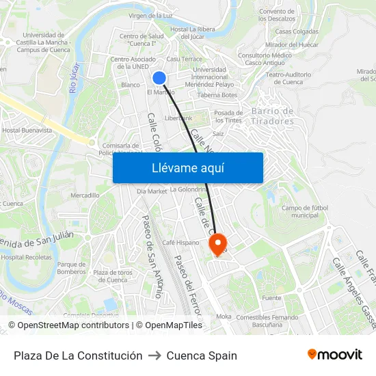 Plaza De La Constitución to Cuenca Spain map