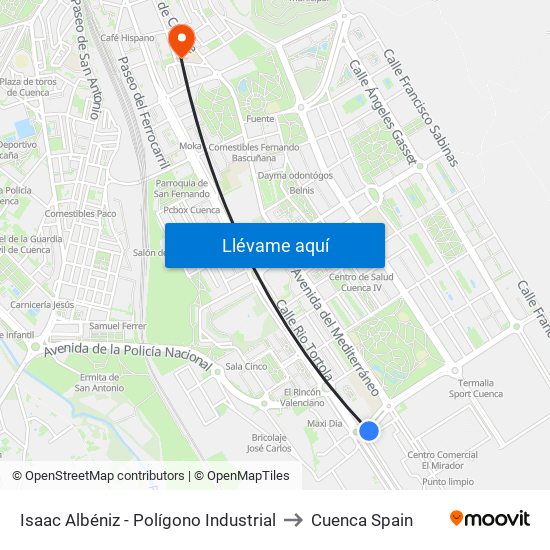 Isaac Albéniz - Polígono Industrial to Cuenca Spain map