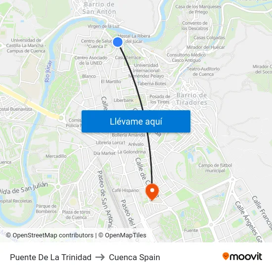 Puente De La Trinidad to Cuenca Spain map
