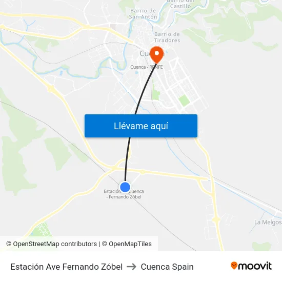 Estación De Ave Fernando Zóbel to Cuenca Spain map