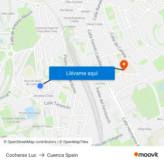 Cocheras Luc to Cuenca Spain map