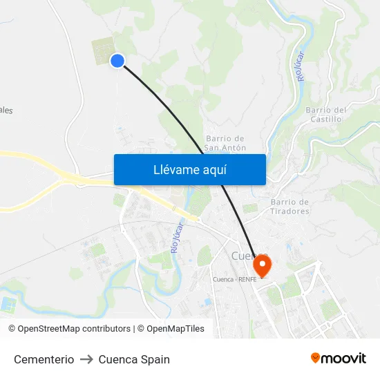 Cementerio to Cuenca Spain map