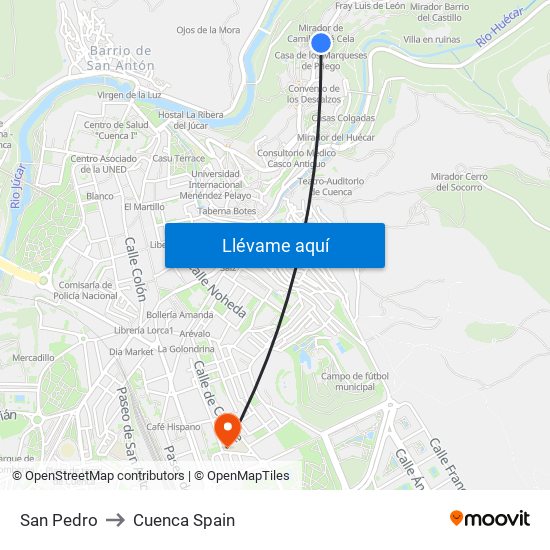 San Pedro to Cuenca Spain map