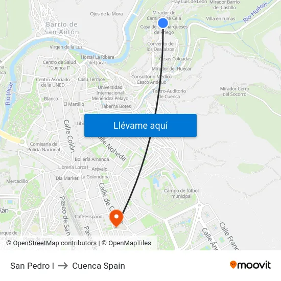 San Pedro I to Cuenca Spain map