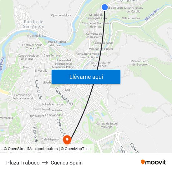 Plaza Trabuco to Cuenca Spain map