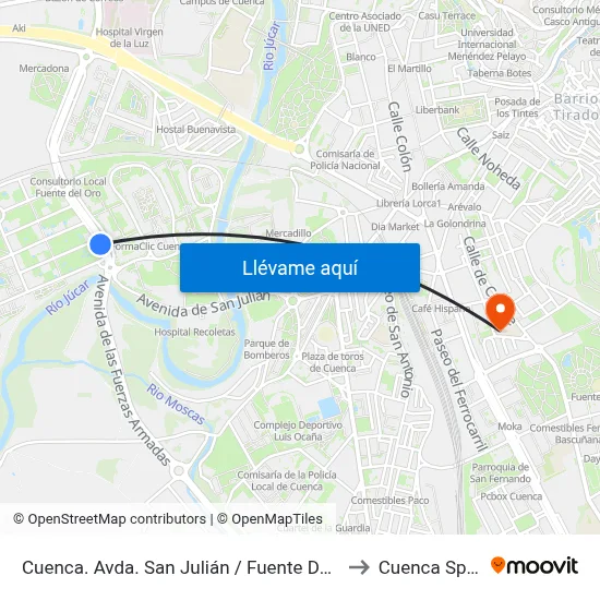 Cuenca. Avda. San Julián / Fuente Del Oro to Cuenca Spain map