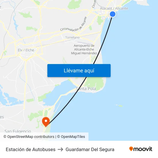 Estación de Autobuses to Guardamar Del Segura map