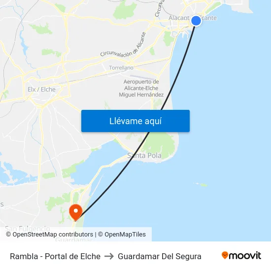 Rambla - Portal de Elche to Guardamar Del Segura map